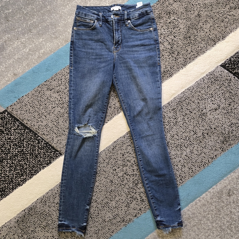 Good American Good Legs Distressed Skinny Jeans, Size 4/27 W, EUC
